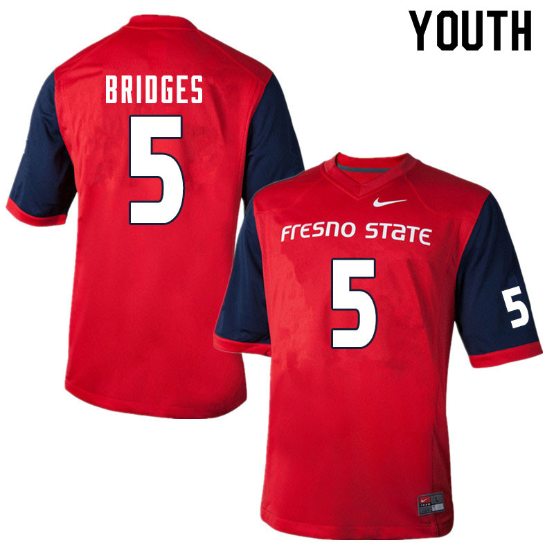 Youth #5 Devo Bridges Fresno State Bulldogs College Football Jerseys Sale-Red